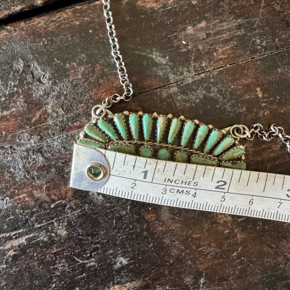 Native made sterling silver cluster necklace by Leander Nez💚 - Picture 5 of 6